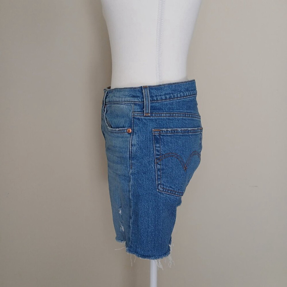 Levi's Wedgie Stretch Denim Shorts Distressed Blue Size 28 - Picture 4 of 6